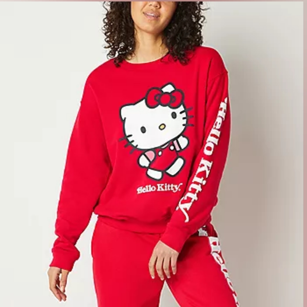 "NEW" Hello Kitty Red Pullover Crewneck Sweatshirt Women's 1X - Picture 1 of 5